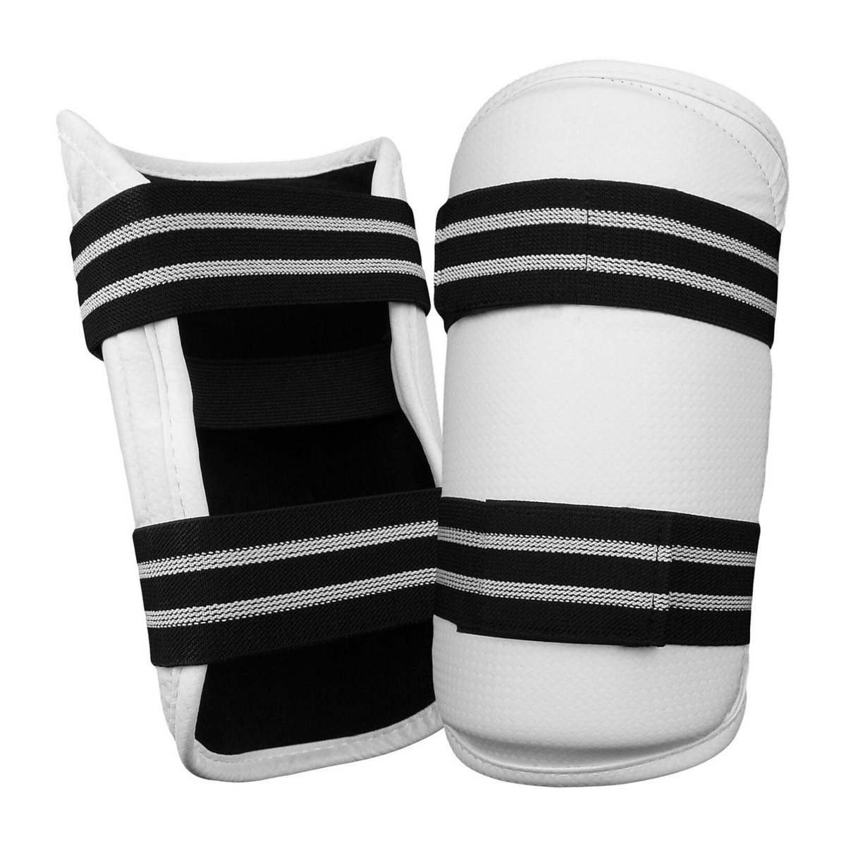 White vinyl Taekwondo shin and instep guards